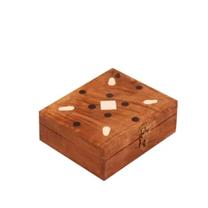 Simple Handmade Black and White Inlay Designed Wooden Jewelry Box for Home