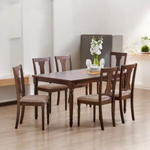 Solid Sheesham Wood 6-Seater Dining Set with Chairs