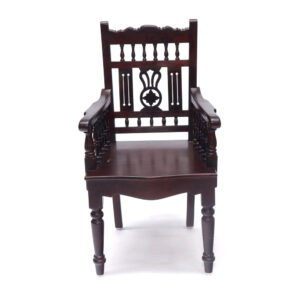 Mahogany Tone Intricate Handmade Royal Carved Chair - Teak Wood