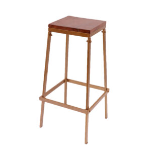 Dull Gold Solid Wood Stool